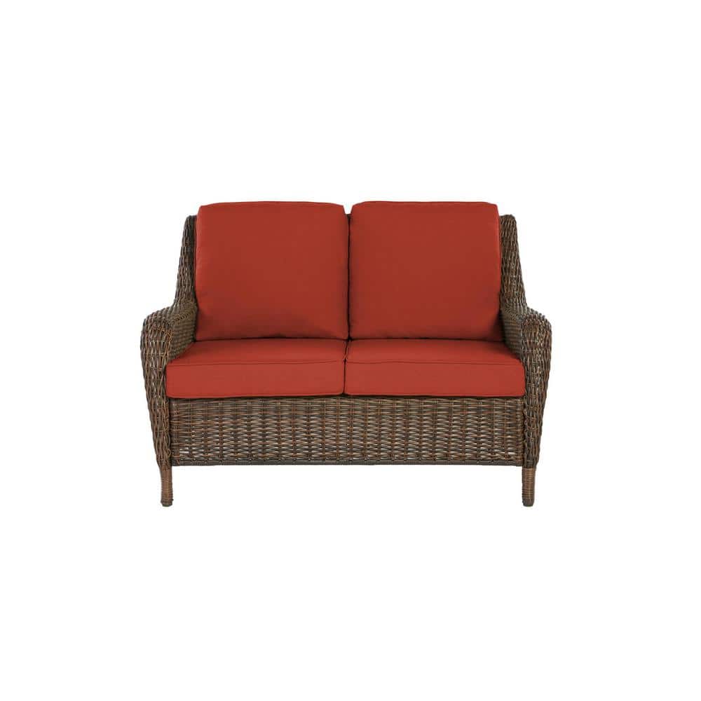 Hampton Bay Cambridge Brown Wicker Outdoor Patio Loveseat with