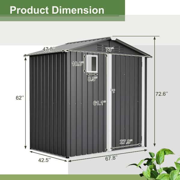 Thanaddo 6 ft. W x 4 ft. D Outdoor Metal Tool Storage Shed, Black