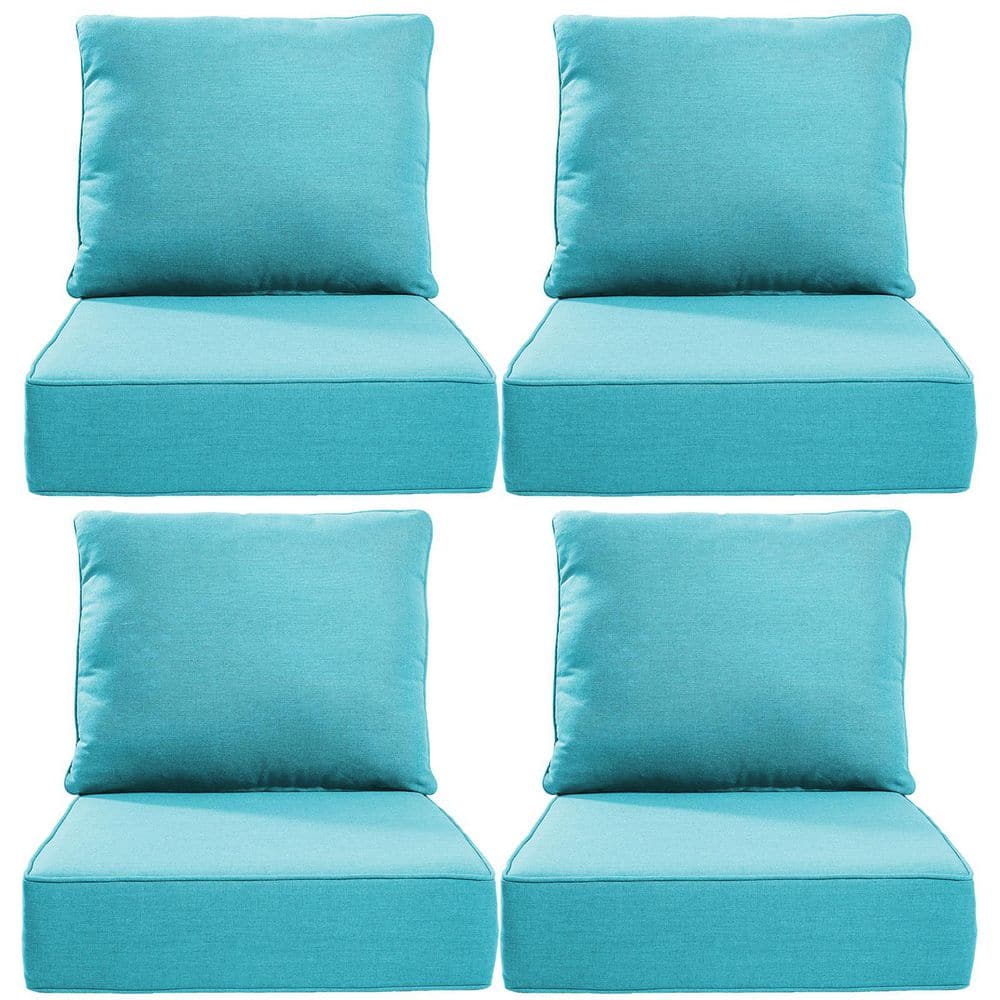"24 in. x 24"" x 6"" 8-Piece Deep Seating Water & Fade Resistant Outdoor Lounge Chair Replacement Cushion Set in Light Blue" price history on PriceWatchPro