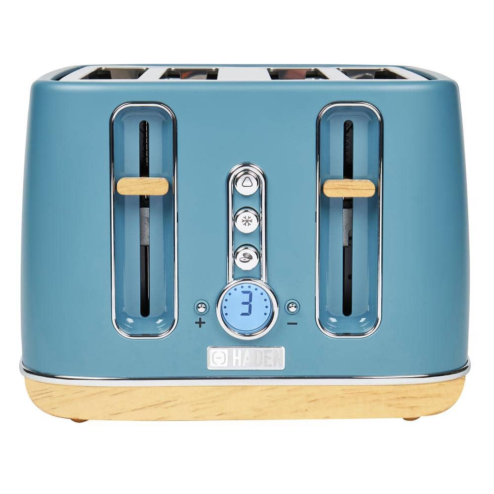 Haden Dorchester 4 Slice Wide Slot Toaster with Control Knob  Stone Blue