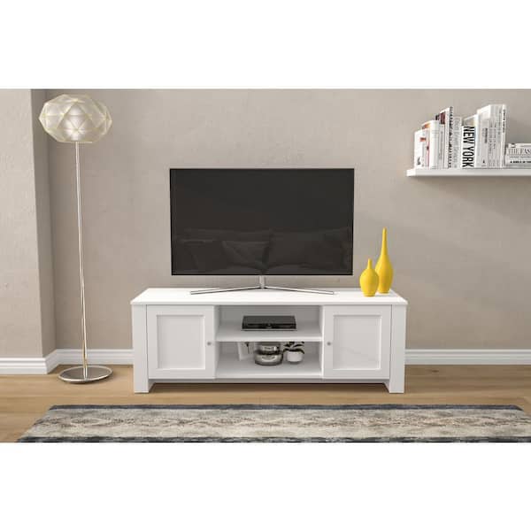 Unbranded Dawson 54 in, White TV Stand Fits TVs up to 55 in,