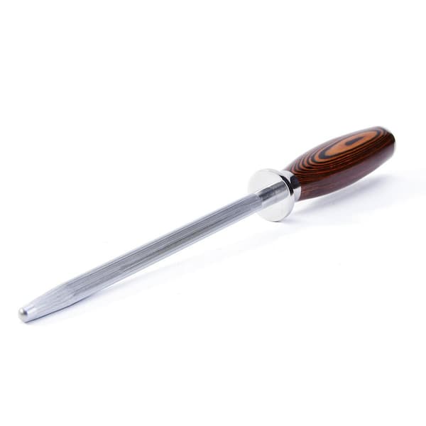 Numhew 13.5 in. x 1.2 in. Honing Steel with Pakkawood Handle, Stainless Steel Sharpening Rod for Kitchen Knives