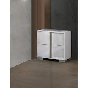 Elma White Lacquer 2-Drawer 16 in. W Nightstand