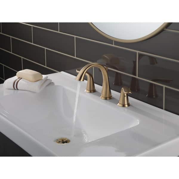 Lahara Gold 8 in. Widespread 2-Handle Bathroom Faucet with Metal Drain Assembly in Champagne Bronze
