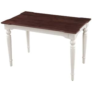 Retro Brown Wood 47.2 in. White 4 Legs Dining Table Seats 4 with Cherry Top