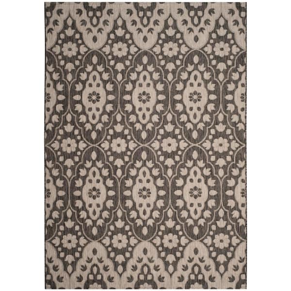 SAFAVIEH Martha Stewart Black/Beige 5 ft. x 8 ft. Floral Indoor/Outdoor Area Rug