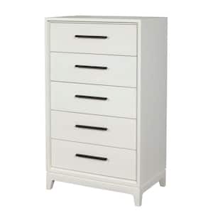 Off White Chest with 5-Drawers and Wooden Frame (47.5 in. x 28 in. x 18 in.)