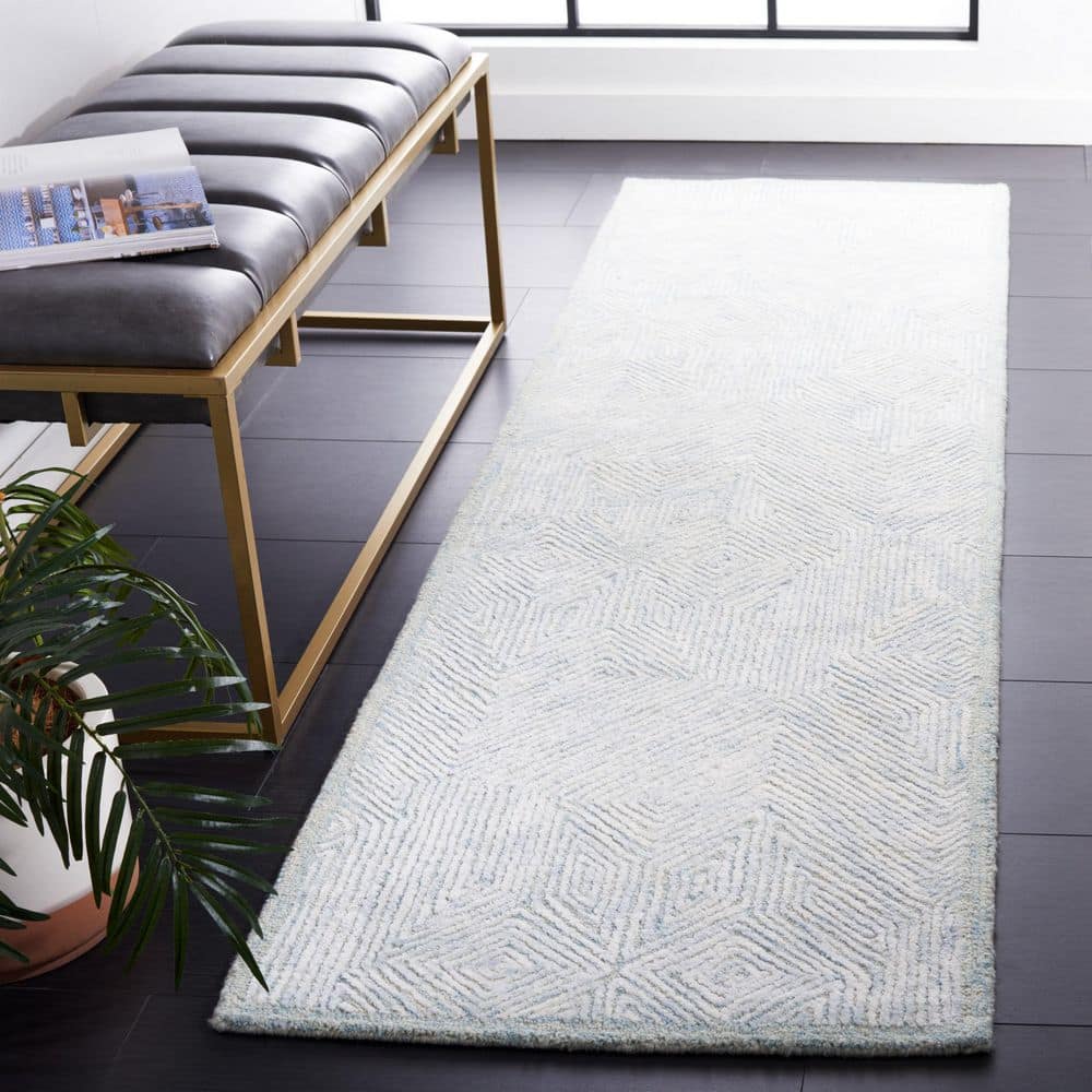 Soho 2 ft. x 8 ft. Blue/Gray Marle Border Runner Rug price history on PriceWatchPro