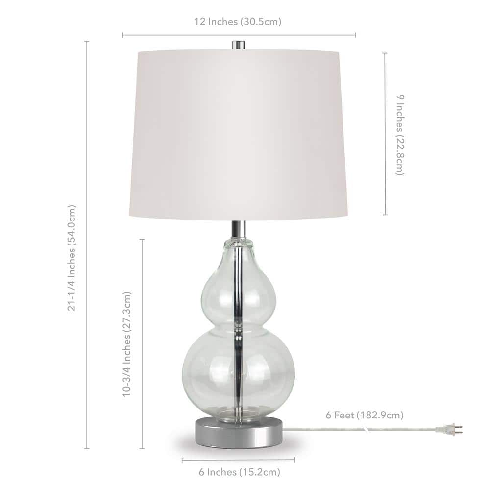 Katrina Petite Clear Glass Table Lamp with White Linen Shade