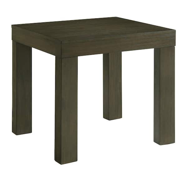 Unbranded Jasper 26 in. Walnut Square Wood End Table with 2 USB Ports