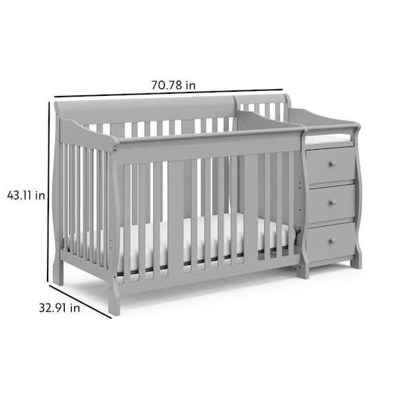 Storkcraft Portofino Pebble Gray 4 in. 1 Convertible Crib and Changer 04586 47F The Home Depot