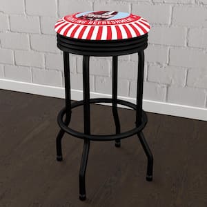 Coca-Cola Drink It Ice Cold for Sparkling Refreshment Bottle Art 29 in. Red Backless Metal Bar Stool with Vinyl Seat