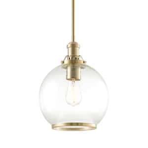 Jolie 60-Watt 1-Light Cool Brass Farmhouse Pendant Light with Clear Shade, No Bulb Included