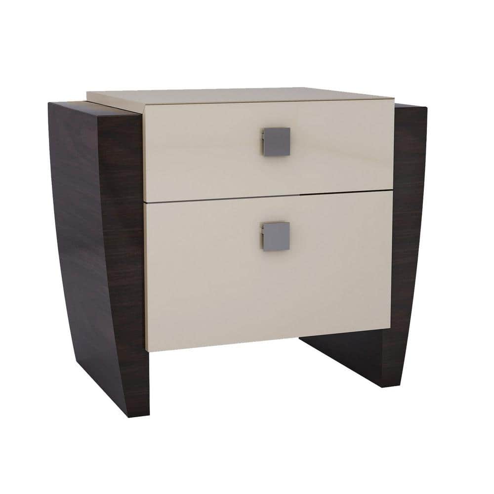 Beige 2 Drawer 25 in. W Nightstand