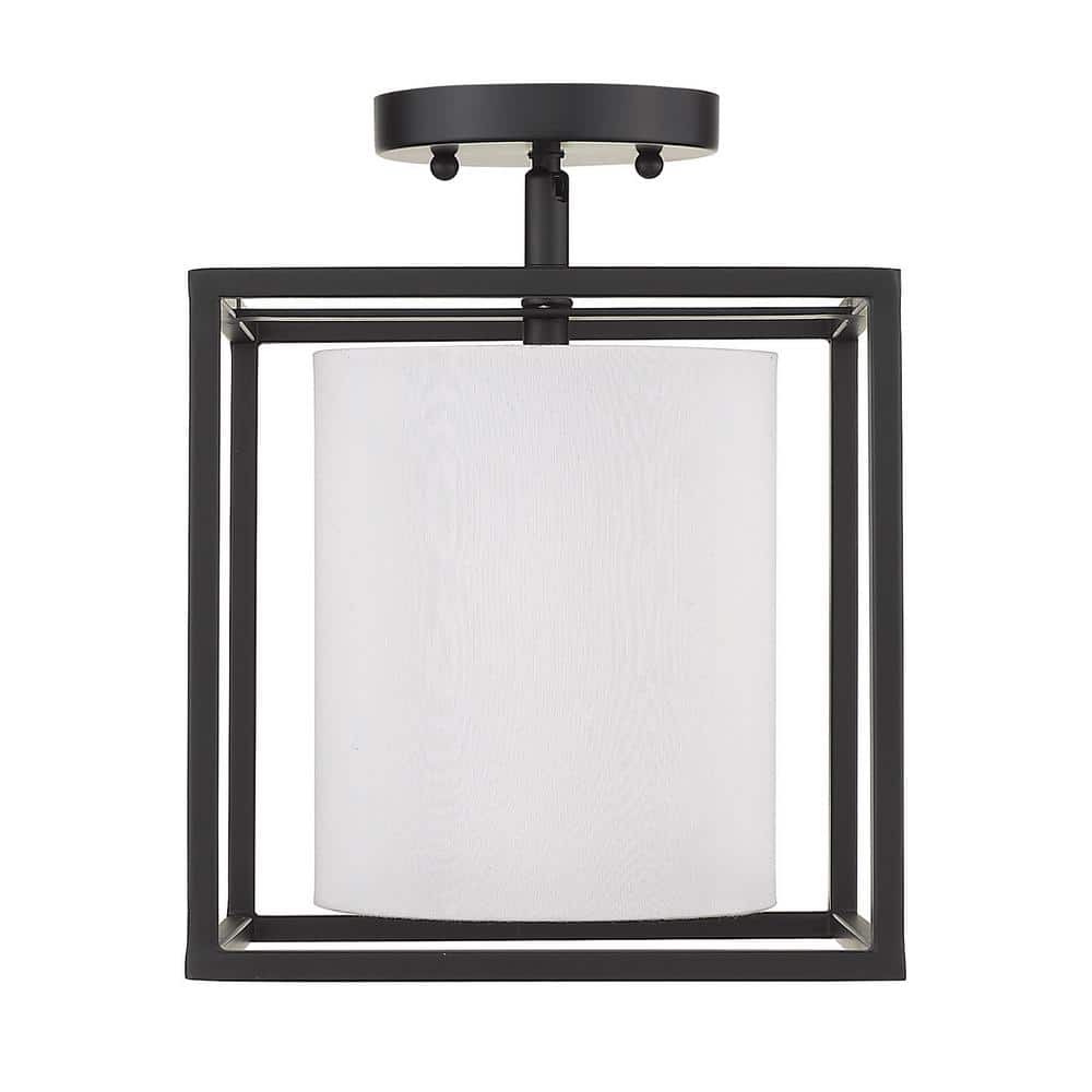 Matte Black Transitional Indoor/Outdoor Semi-Flush Mount Light