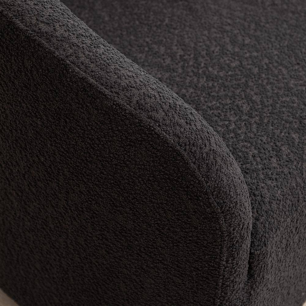 Dark Gray Boucle Upholstered Swivel Barrel Accent Chair