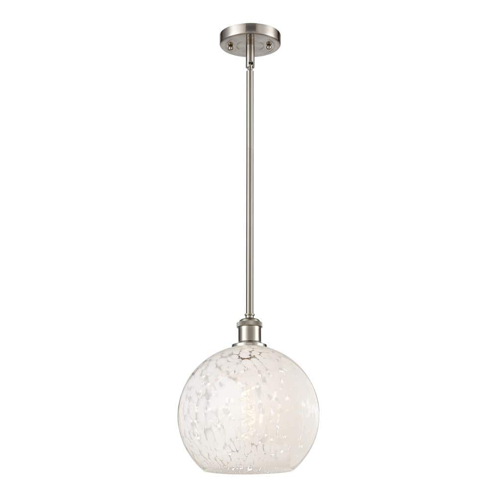 White Mouchette 100-Watt 1-Light Brushed Satin Nickel Standard Mini Pendant Light with Painted Glass Shade price history on PriceWatchPro