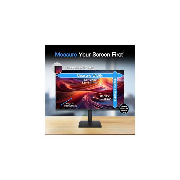 2-Pack Magnetic Privacy Screen For 24-Inch Monitor - Anti-Glare, Blue Light Filter, Wide View Protection