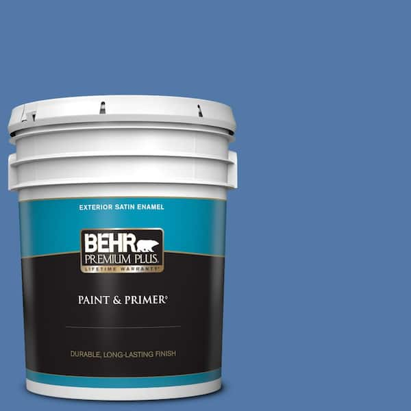 BEHR PREMIUM PLUS 5 gal. Home Decorators Collection #HDC-FL13-6 Baltic Blue Satin Enamel Exterior Paint & Primer