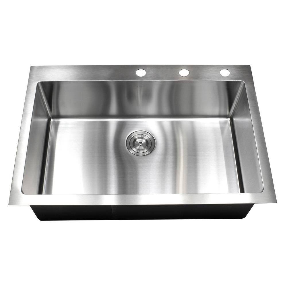 Drop In Top Mount 16 Gauge Stainless Steel 33 In X 22 In X 10 In Single Bowl Kitchen Sink Rt3322 The Home Depot