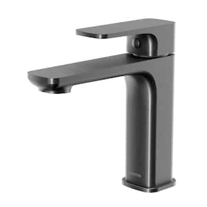Venda Single-Handle Single-Hole Basin Bathroom Faucet with Matching Pop-Up Drain in Gunmetal Grey
