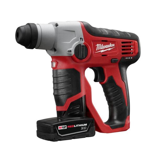 Milwaukee - M12 12V Lithium-Ion Cordless 1/2 in. SDS-Plus Rotary Hammer with (2) 3.0Ah Batteries, Charger & Case