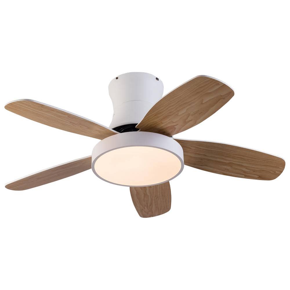 OUKANING 42 in. Integrated LED White Modern 6 Speed Timing