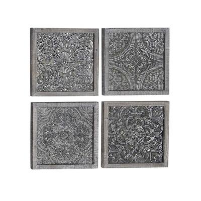 Stratton Home Decor Accent Metal Tile Wall Art (Set of 4) S07709