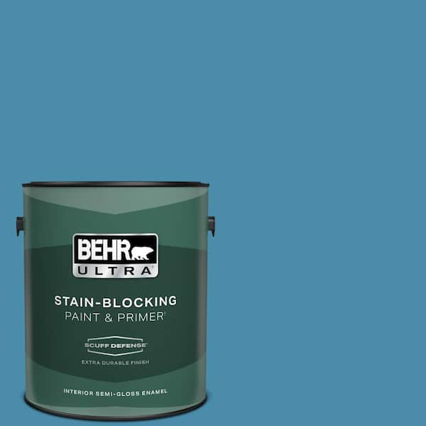 BEHR ULTRA 1 gal. #550D-6 Blue Chaise Extra Durable Semi-Gloss Enamel Interior Paint & Primer