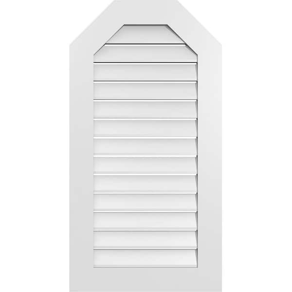Ekena Millwork 22 in. x 42 in. Octagonal Top Surface Mount PVC Gable Vent: Functional with Standard Frame