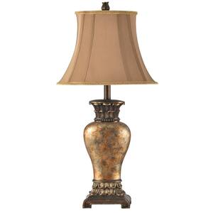30 in. Brown/Bronze/Gold/Amber Table Lamp with Taupe Fabric Shade