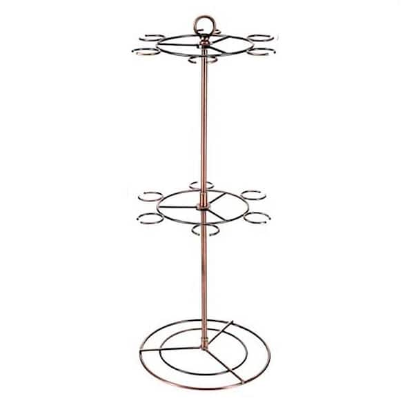 Black Metal Freestanding Countertop Wine Glass Rack Scrollwork 12 Hook Tabletop Stemware Organizer