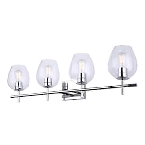 Cain 33.75 in. 4 Light Chrome Vanity Light with Clear Glass Shade