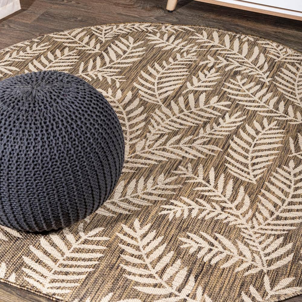 Nevis Palm Frond Brown/Beige 5 ft. Round Indoor Area Rug price history on PriceWatchPro