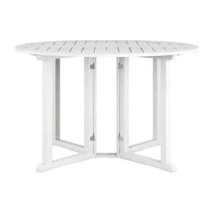 Miramar White Round Wood Outdoor Dining Table