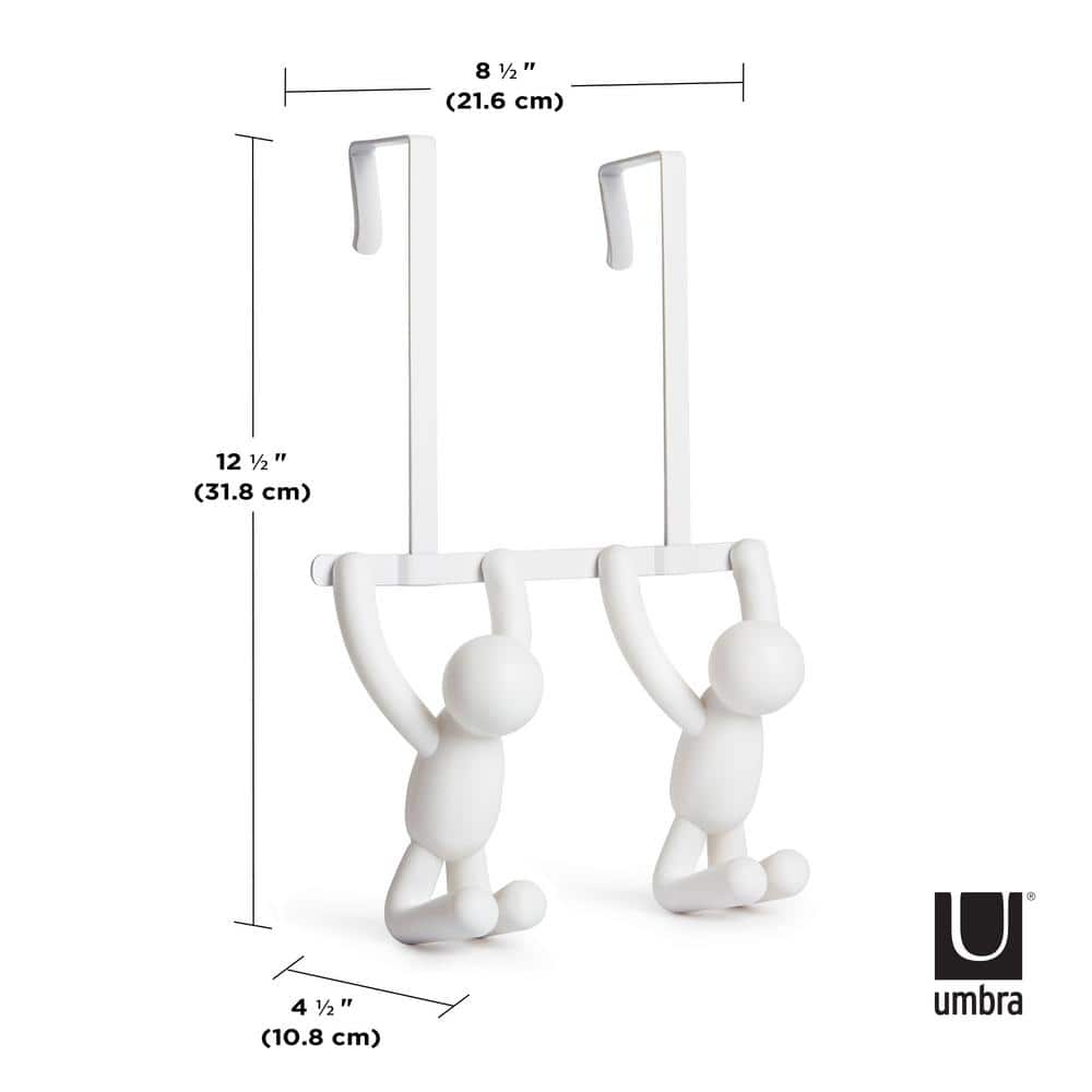 Buddy White Plastic Over-the-Door Double Hook Rack