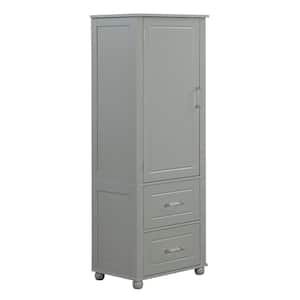 23.00 in. W x 15.90 in. D x 61.40 in .H Freestanding Bathroom Storage Cabinet in Gray with Drawers and Adjustable Shelf