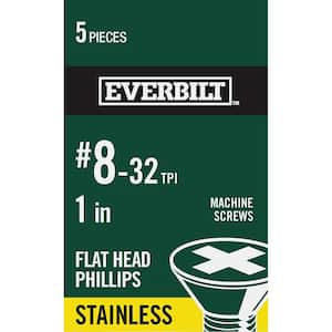 #8-32 x 1 in. Stainless Steel Phillips Flat Head Machine Screw (5-Pack)