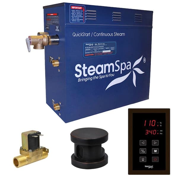 SteamSpa Oasis Series 6kW Steam Bath Generator with Continuous Steam Plus Quick Start Tech and Auto Drain in Oil Rubbed Bronze