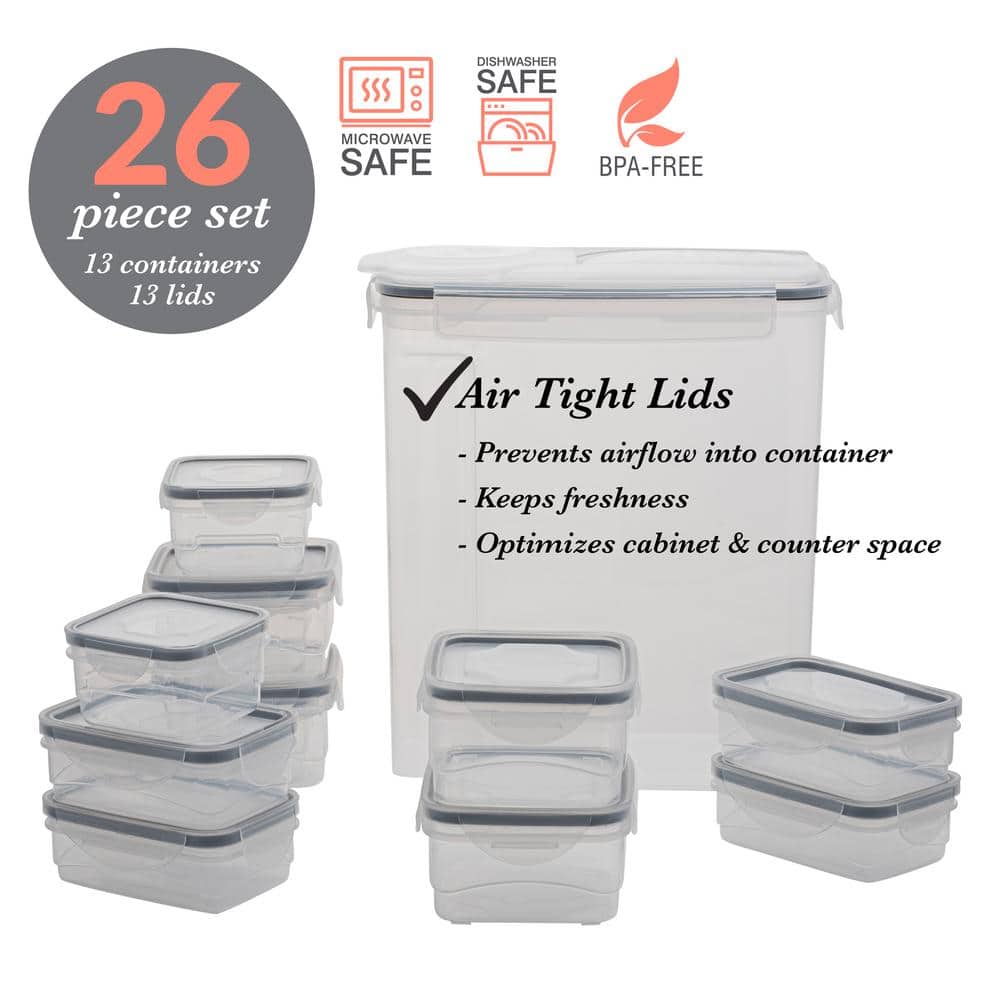 Clear BPA-Free Plastic Airtight Food Storage Container Set