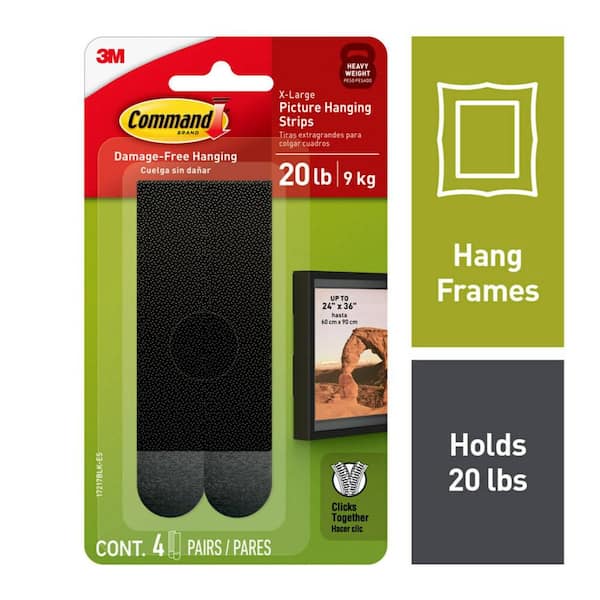 Command 20 lbs. Black Picture Hanging Strips (8-Pack) (8-Pairs of Strips)  17217BLK-ES - The Home Depot
