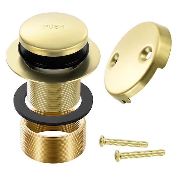 1-Piece Bathtub Drain Tip Toe Tub Trim Set, 2 Hole Overflow Faceplate Included, Drains Replacement Kit in Gold