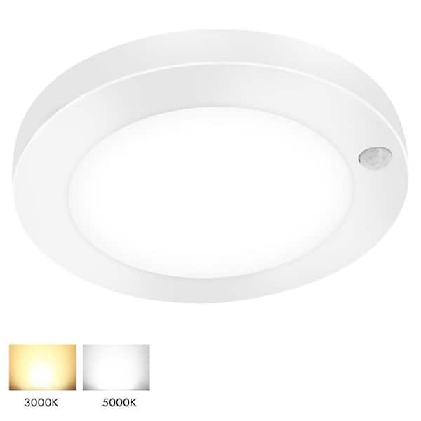 6.18 in. White Motion Sensor LED Flush Mount Ceiling Light, 3000K Dimmable LED Closet Disk Light for Garage Storage Room