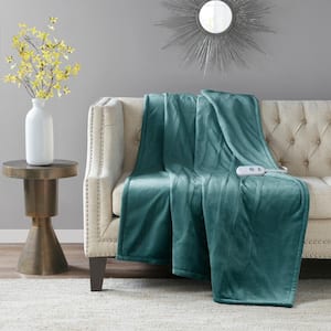 Plush Heated Teal Plush Electric Throw Blanket