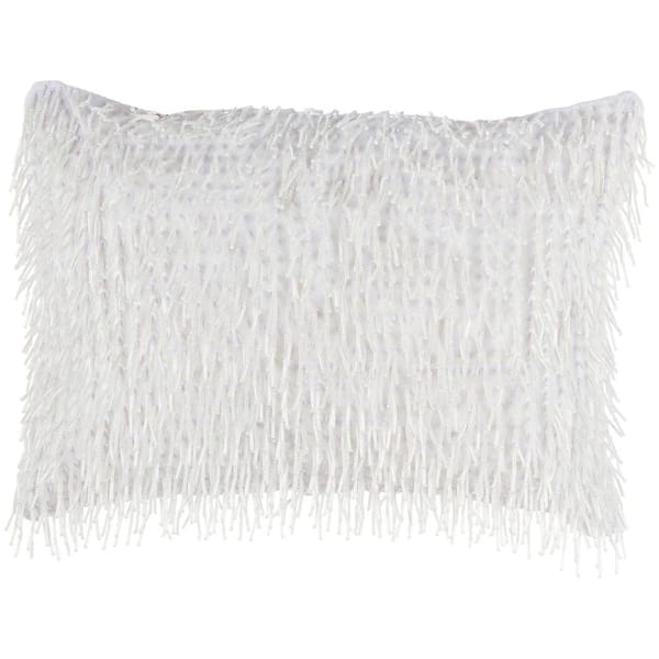 Mina Victory Luminescence White 14 in. x 10 in. Rectangle Throw Pillow