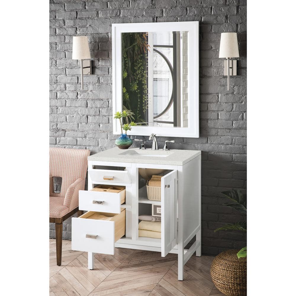Glossy White Plywood Single Freestanding Bathroom Vanity