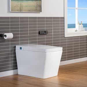 Elongated Square Smart Bidet Toilet 1.28 GPF in White with Auto Open and Close, Auto Flush, Child and Pulse Wash