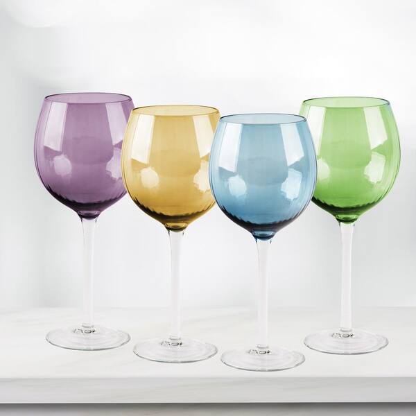 HOME ESSENTIALS AND BEYOND Jewel 4-Piece Colored Wine Glasses