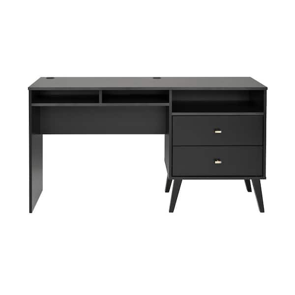 Ultra Modern Black Writing Desk 55 Desk with Cabinet