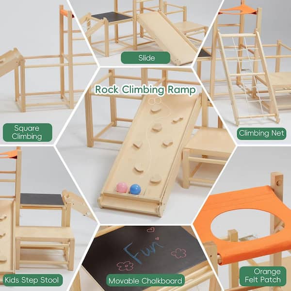 7-in-1 Wooden Toddler Climbing Toys Multicolor Indoor Commercial